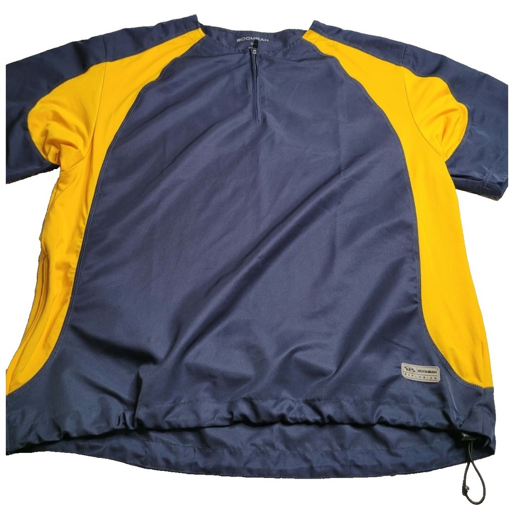 Boombah Explosion Pullover Men's 1/4 Zip Short‎ Sleeve Shirt XL Navy/Yellow